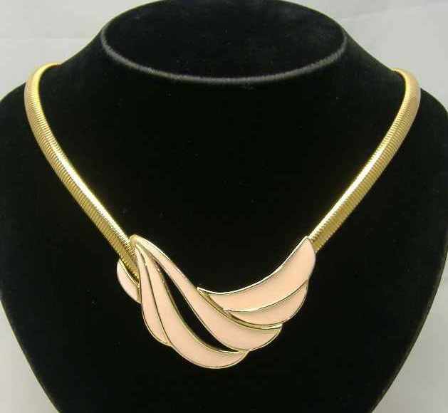 1980s Monet Pink Gold Enamel Necklace