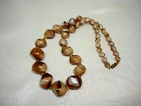 Vintage 30s Unique Mink Brown Art Glass Swirl Bead Graduating Necklace