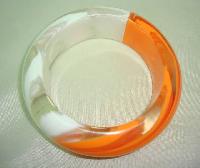 Fab Chunky White and Orange Lucite Acrylic Marble Effect Design Bangle