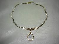 Vintage 50s Unusual Diamante Necklace with Teardrop Dropper Pendant