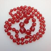 Vintage 30s Long Red Crystal Glass Bead Necklace Stunning Quality!