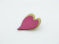 Quirky and Fun Pink and Green Double Heart Style Acrylic Brooch Pretty