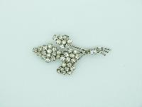 £18.00 - Vintage 50s Sparkling Diamante Floral Spray Silvertone Brooch 8cms