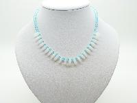 Vintage 50s Turquoise Blue Glass and Opaline Glass Drop Bead Necklace Fab!