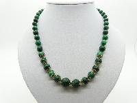 Vintage 70s Genuine Malachite Graduating Bead Necklace Stunning! 48cms
