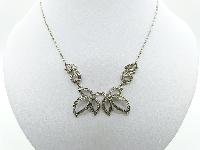 Vintage 30s Beautiful Marcasite Floral Drop Design Silvertone Necklace 40cms