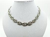 Vintage 60s QualityTextured Fancy Link Modernist Silvertone Necklace 45cms 