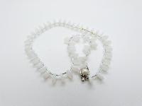 Vintage Redesigned 1950s White Glass Moonglow Bead Drop Necklace Pearl Clasp 45cms