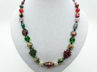£24.00 - Vintage Redesigned Unusual Multicoloured Murano Glass and Cloisonne Necklace