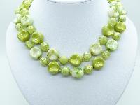 Vintage 50s Unusual Two Row Green Lustre Lucite Bead Necklace 53cms