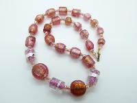 Vintage Inspired Pink and Orange Murano Glass Bead Necklace One Off Piece!