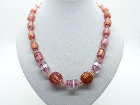 £22.00 - Vintage Inspired Pink and Orange Murano Glass Bead Necklace One Off Piece!