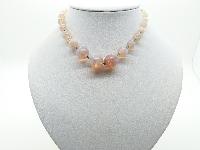 Vintage 30s Pretty Art Deco Opaline Pink Glass Bead Necklace