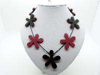 Versatile Reddish Pink and Black Acrylic Flower Power Reversible Necklace