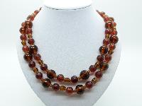 Vintage 80s Attractive Long Two Tone Amber Glass Bead Necklace 106cms