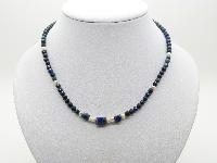 Pretty and Feminine Blue Lapis Bead and Freshwater Pearl Necklace 43cms