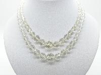 Vintage 30s Stunning Quality Two Row Crystal Glass Faceted Bead Necklace 47cms