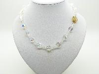 Vintage 50s Stunning AB Crystal Glass Bead Necklace with Diamante Clasp 49cms