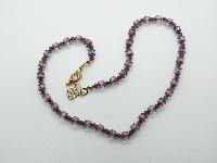 Vintage 30s Style Pretty Purple Glass Faceted Bead Necklace 43cms