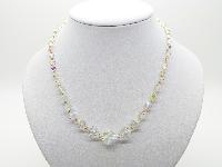 Vintage 50s Lovely AB Crystal Glass Bead Necklace Silver Diamante Clasp 44cms