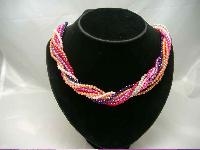 1950s 8 Row Faux Pearl Harlequin Twist Bead Necklace