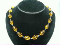 Vintage 50s Amber Citrine Crystal Glass Bead Necklace