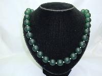 Vintage 50s Chunky Green Lucite Moonglow Bead Necklace
