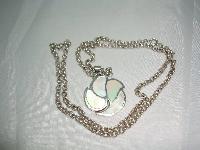 1980s Sterling Silver Mother of Pearl Pendant & Chain