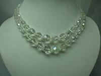 Vintage 50s Fab 2 Row AB Crystal Glass Bead Necklace