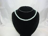 Vintage 50s Mint Green Glass Faux Pearl Bead Necklace
