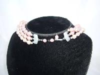 Vintage 50s Chunky 3 Row  Shades of Pink Faux Pearl Bead Necklace