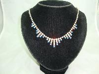 Vintage 50s Sparkling AB Blue Diamante Drop Necklace