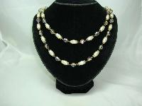 1950s 2 Row Faux Pearl & Crystal AB Glass Bead Necklace
