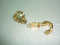 Vintage 80s Half Hoop Diamante Gold Chain Link Design Clip On Earrings