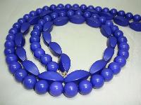 Chunky 1950s Style 2 Row Purple Lucite Bead Necklace 
