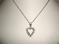 1980s Sterling Silver Diamante Heart Pendant & Chain
