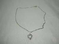 1980s Sterling Silver Diamante Heart Pendant & Chain