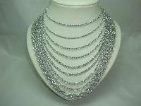 Vintage 50s Fab 9 Row Graduating Silver Chain Necklace