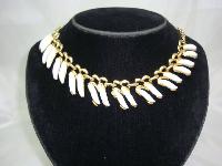Vintage 50s WhiteThermoset Lucite Leaf Design Goldtone Necklace Coro