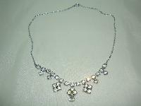 Vintage 50s Starlet Glamour Diamante Rhinestone Drop Necklace on Chain