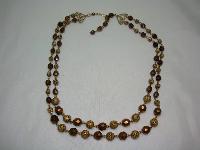 1950s 2 Row Gold Glass & Filigree Gold Bead Necklace 