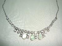 Vintage 50s Diamante & Mother of Pearl Drop Necklace 