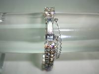 Vintage 50s 2 Row Sparkling Pink & AB Diamante Bracelet Signed!