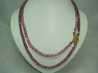 Vintage 50s 2 Row Purple Amethyst Glass Bead Necklace