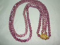 Vintage 50s 2 Row Purple Amethyst Glass Bead Necklace