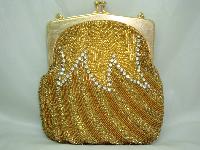 £96.00 - Vintage 50s AMAZING Gold Bead  Diamante Evening Handbag