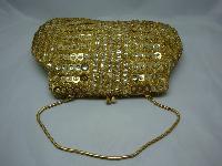 Vintage 50s Quality Gold Sequin & Bead Evening Handbagg
