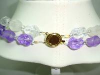 Vintage 50s 2 Row Purple & Clear Lucite Bead Necklace