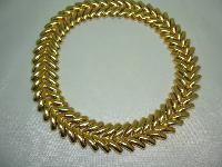 50s Signed Heavy Fancy Link Gold Articulated Collar Designer Necklace 