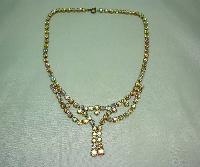 Vintage 50s Sparkling AB Diamante Cascade Tassel Drop Necklace 